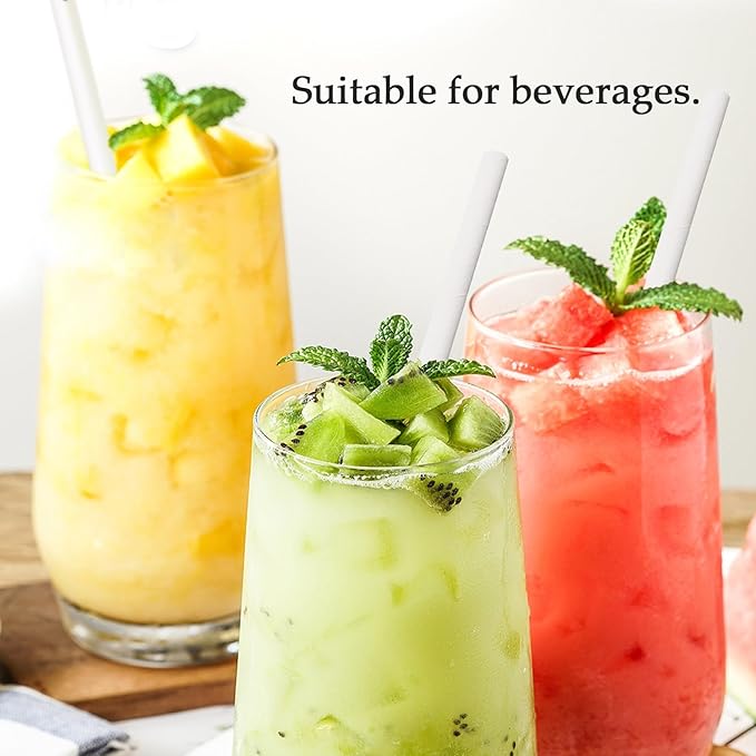 100 Pack Paper Straws White Biodegradable co-Friendly Drinking Bulk for Party Supplies, Bridal/Baby Shower, Birthday, Mixed Drinks, Weddings, Restaurant, Food Service, Drink Stirrer