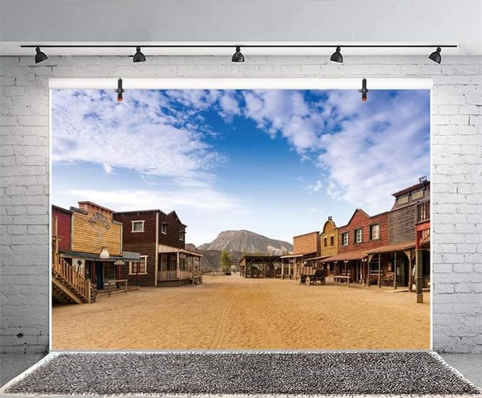Yeele 15x10ft Old Western Cowboy Town Photography Backdrop Wild West Style Bar Wagon Carriage Background for Picture Kids Man Adult Photo Booth Shoot Vinyl Studio Props