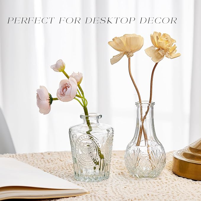Glass Bud Vase Set of 30, Small Flower Vases, Glass Vases for Centerpieces, Vintage Home Table Decorations Bud Vases (30 Pcs, Clear)