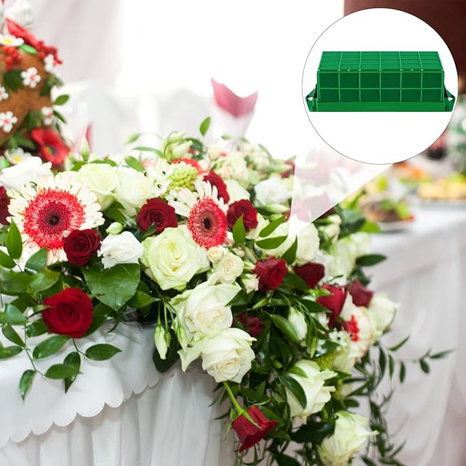 Hahood 4 Packs Floral Foam Cage Rectangle Flower Cage Holders with Floral Foam Flower Arrangement Supplies for Fresh Flowers, Home Wedding Decorations, 11.8 x 4.3 x 3.1 Inches