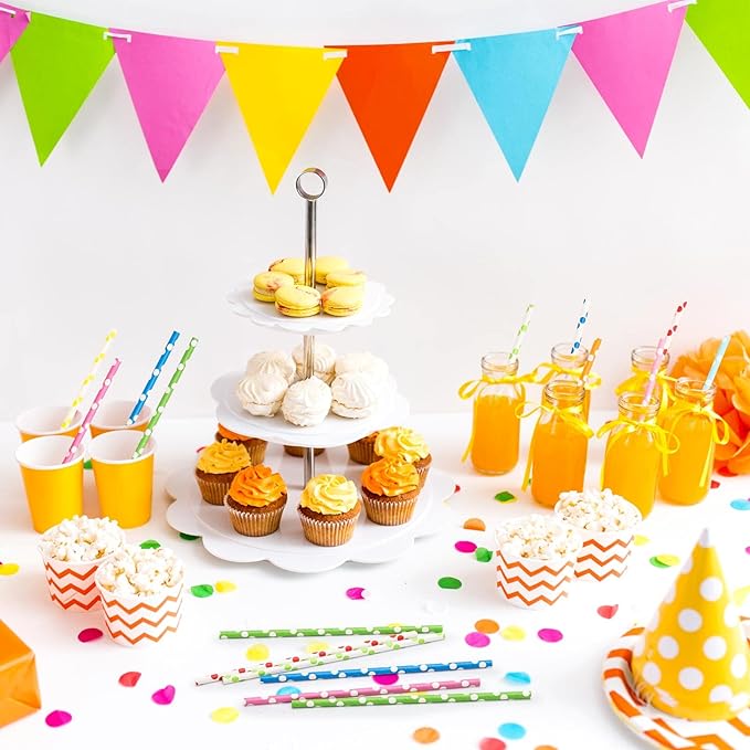 200PCS Multi-Color Biodegradable Paper Straws for Party Supplies,Birthday,Bridal/Baby Shower, Christmas Decorations and Holiday Celebrations (Circle)