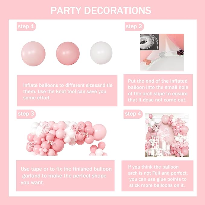 154Pcs Coquette Pink Bow Baby Shower Decorations for Girl - Soft Pink Balloon Arch Garland Kit with 4 Baby Boxes - DIY Long Balloons for Bows, Princess Birthday Party Supplies, Gender Reveal