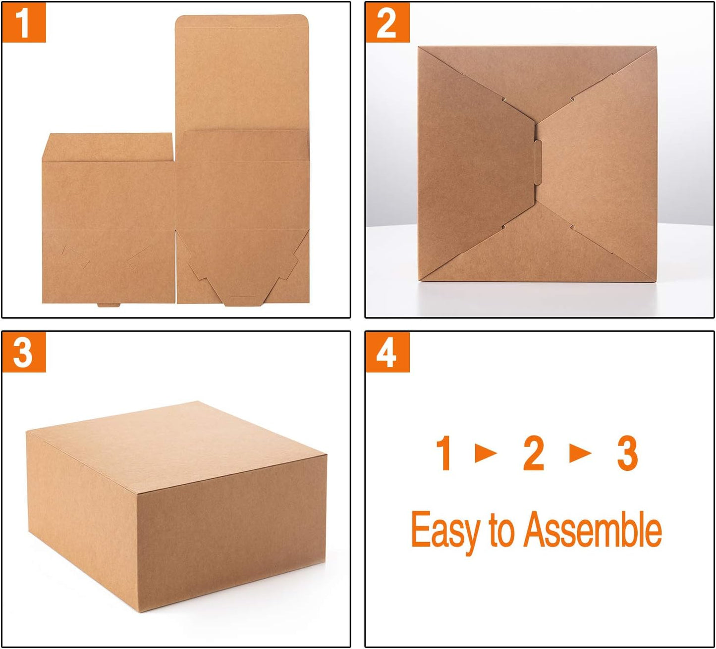 GEFTOL Gift Box 20 Pack 8 x 8 x 4 inches Fold Box Paper Gift Box Bridesmaids Proposal Box for Bridal Birthday Party Christmas(Brown)