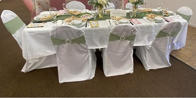 Sage Green Chair Sashes 100 Pack Spandex Chair Bands with Buckles for Wedding Party Birthday Bridal Shower Engagement Anniversary Outdoor Events Decorations