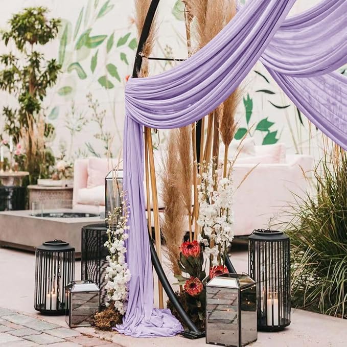 LINXTAR Wedding Arch Draping Fabric 30'' x 18FT Sheer Chiffon Arch Drape Backdrop 1 Panel Lilac Drape for Bridal Shower Baby Shower Photo Booth Church Decor Birthday Party Outdoor Decoration