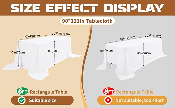 fani 8 Packs 90 x 132 Inch Tablecloth, Ivory Polyester Tables-Cloth for 6ft Rectangle Tables, Stain and Wrinkle Resistant Washable Fabric Table Cover for Wedding Banquets Parties Buffet Dining Table