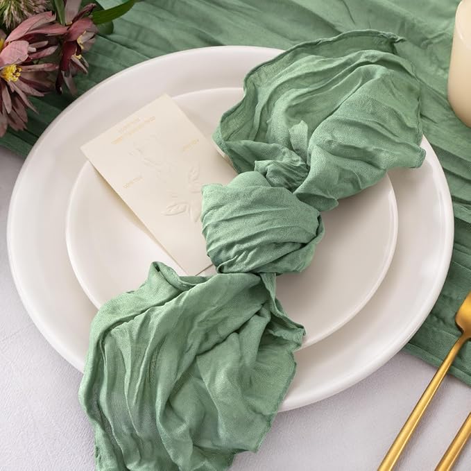 20 Pack Sage Cheesecloth Napkins Cloth Light Green Spring Summer Cloth Napkins Set of 20 Bulk 21x21 Inches for Wedding Baby Bridal Shower Birthday Dinner Party Home Table Decor