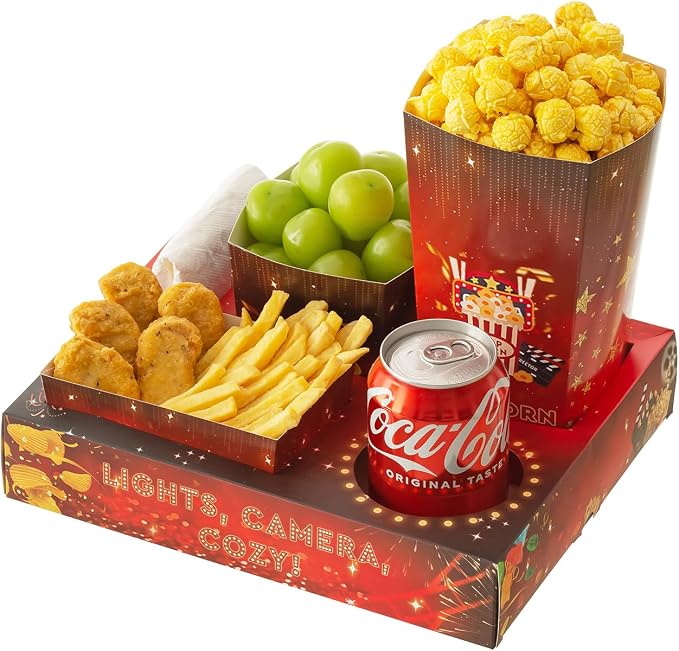 Baffect Movie Night Snack Trays 100pcs Include 20 Movie Night Trays, 20 Popcorn Boxes, 20 Salad Bowls, 20 Nacho Bowls, 20 Movie Party Invitations, Outdoor Movie Night Supplies For Nacho Bar
