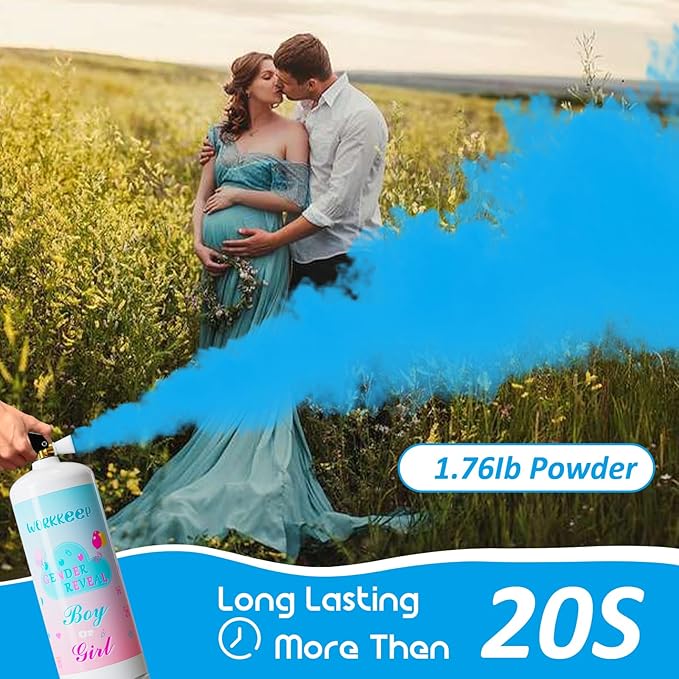 Giant Gender Reveal Fire Extinguisher: 2 Packs Gender Reveal Ideas Only for Baby Boy with 100% Biodegragable for Gender Reveal Decorations - 20+ Feet (Blue)