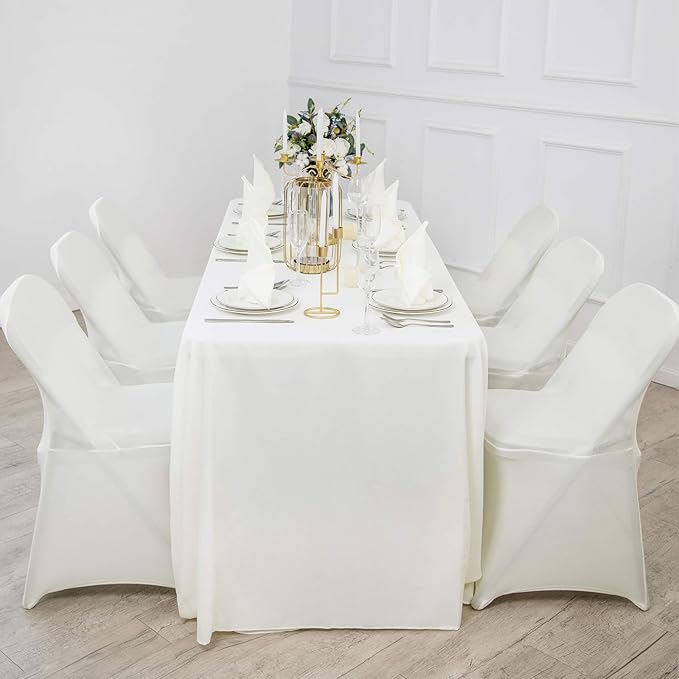 magalo 12 Pack Ivory Spandex Folding Waterproof Chair Cover, Stretch Chair Cover Protector for Wedding, Party, Dining Banquet and Other Special Events