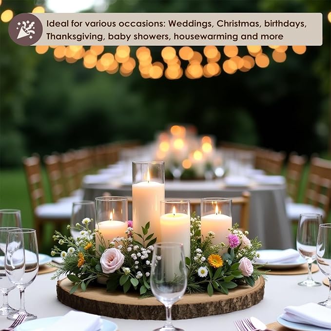 4Pcs 12-14Inch Natural Large Wood Slices for Centerpieces for Tables, Rustic Wooden Slabs, Rounds DIY Craft, Wedding Party Décor, Unfinished Wood Discs (4pcs X-Large (12"-14"))