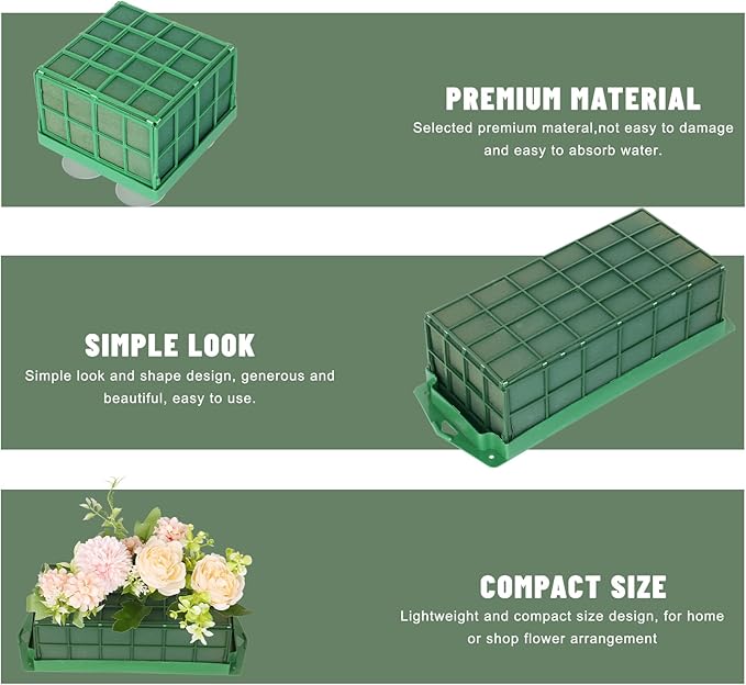 6 Pcs Floral Foam Cage Flower Holder with Floral Foam Blocks Square and Rectangle Suitable for Flower Wedding Garden Decoration and Artificial Flowers