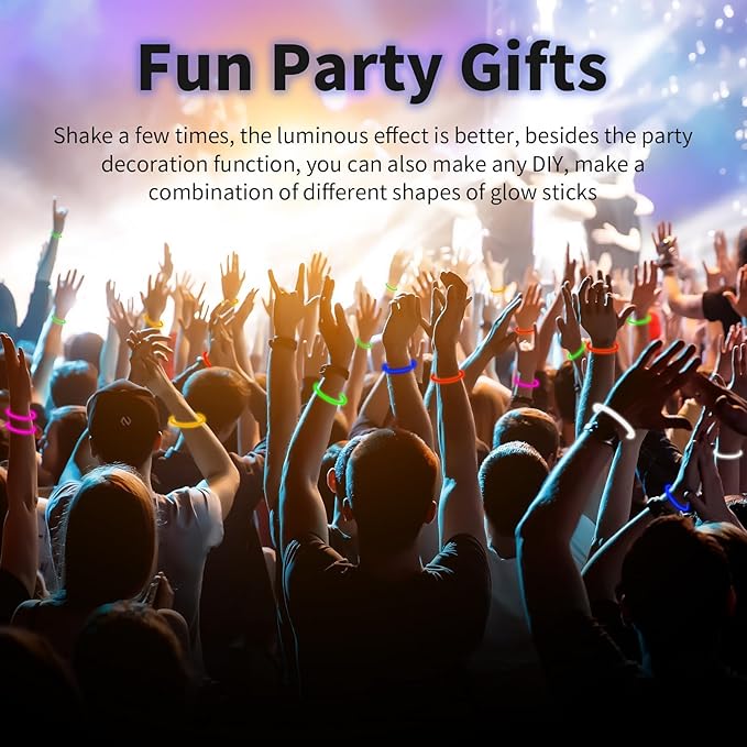200 Pack 8'' Glow Sticks Bulk Party Favors Orange Light Up Sticks with Connectors Neon Glow in the Dark Party Supplies Bracelets for Holiday Birthday Party Decoration(Orange)