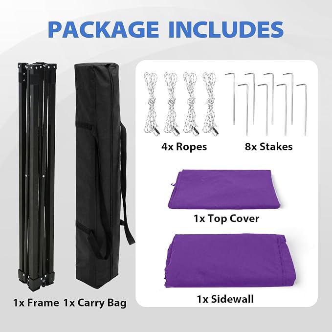 EAGLE PEAK 4x4 Pop Up Changing Tent, Flat Top Changing Room, Purple | Portable, Privacy Tent, Pool Cabana, Dressing Room, Shower & Toilet Use, Opaque Fabric, Instant Setup, Photoshoots, Camping