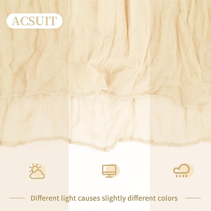 6 Pack Ivory Cheesecloth Table Runner 20 x 120 inch Gauze Table Runners 10 FT Long,Semi Sheer Cheese Cloth Fabric Table Runner Bulk for Wedding,Party,Baby Shower,Bridal Shower Decoration