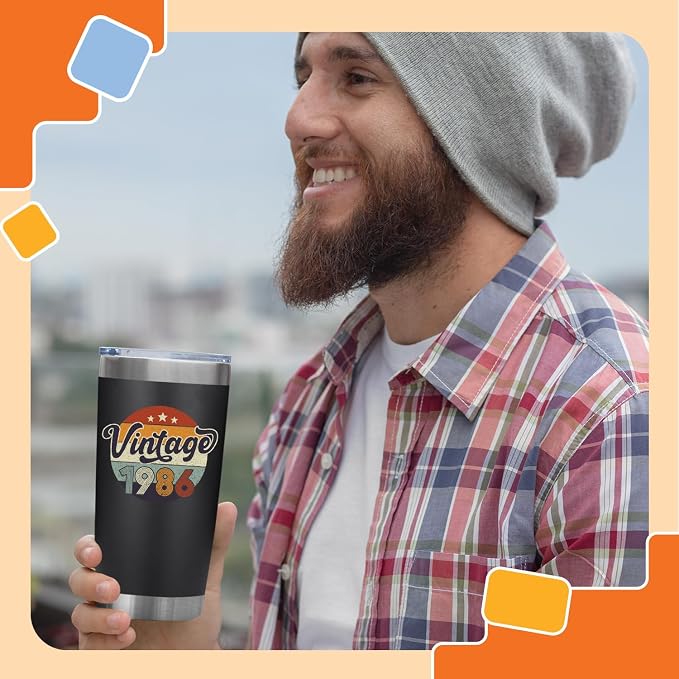 NewEleven 40th Gifts For Men Women - 40th Birthday Decorations For Men, Him, Her - Gifts For Turning 40-40 Year Old Gift For Man, Woman, Mom, Dad, Wife, Husband - 20 Oz Tumbler