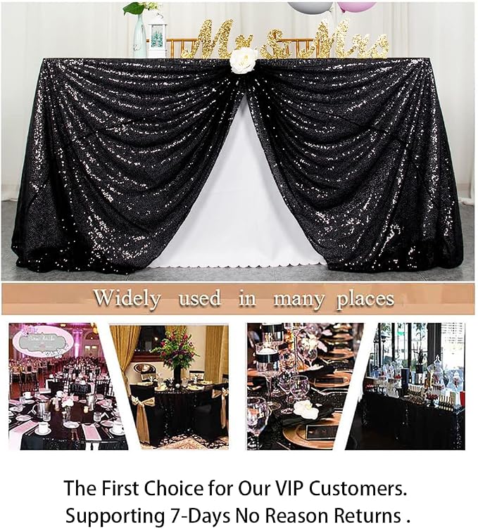ShiDianYi Black Sequin Tablecloth 60x102-Inch Black Linen Tablecloth Party Decorations Rectangular Tablecloth Christmas Tablecloths Dining Tablecloth Oblong