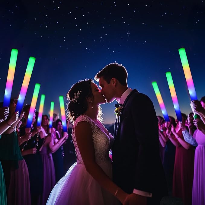 36 Pcs LED Foam Glow Sticks Bulk,Glow in The Dark Party Supplies,Foam Light Up Sticks 3 Modes of Color Flashing for Birthday,Wedding,Raves,Carnival,Halloween Christmas,New Year,Concert