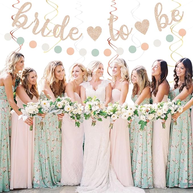 Sage-Green Pink-Beige Bridal-Shower Party-Decorations - 36pcs Bride to Be Banner,Bachelorette Paper Lanterns,Neutral Wedding Streamers Garland,Boho Tissue Pom Poms Flower Fan Decor Supplies Burgleda