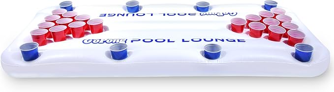 GoPong Pool Lounge Beer Pong Inflatable with Social Floating, White