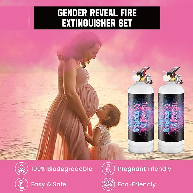 Gender Reveal Fire Extinguisher Pink or Blue 2Pack Large Gender Extinguishers Smoke Powder for Boy or Girl Baby Gender Reveal Ideas Biodegradable Color Powder Smoke for Gender Reveal Party