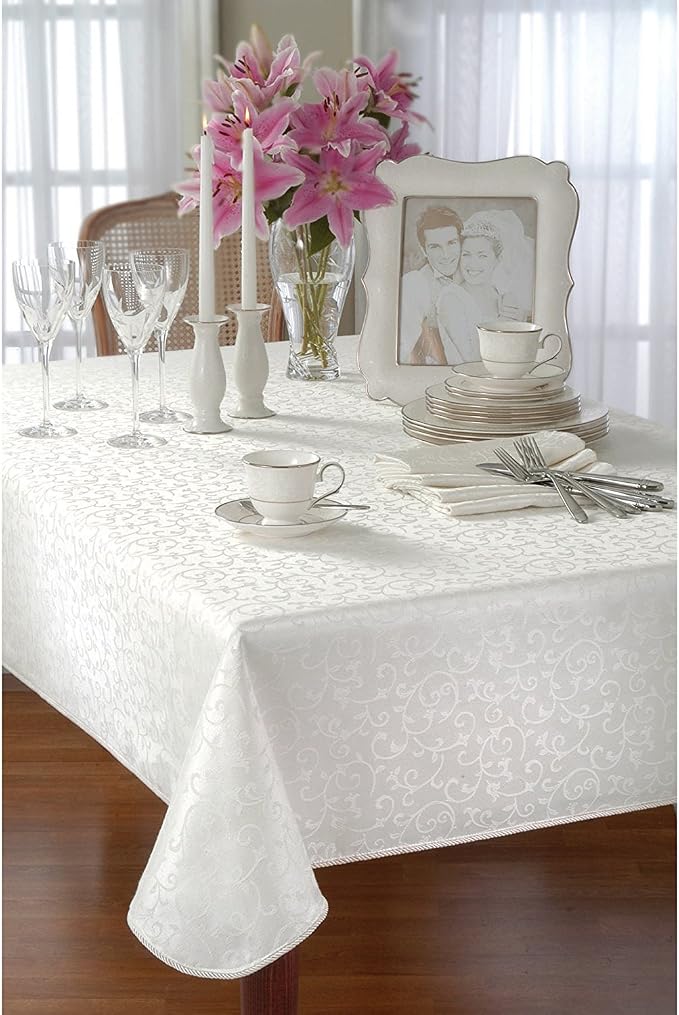 Lenox Opal Innocence 60"x140" Oblong Tablecloth, Ivory