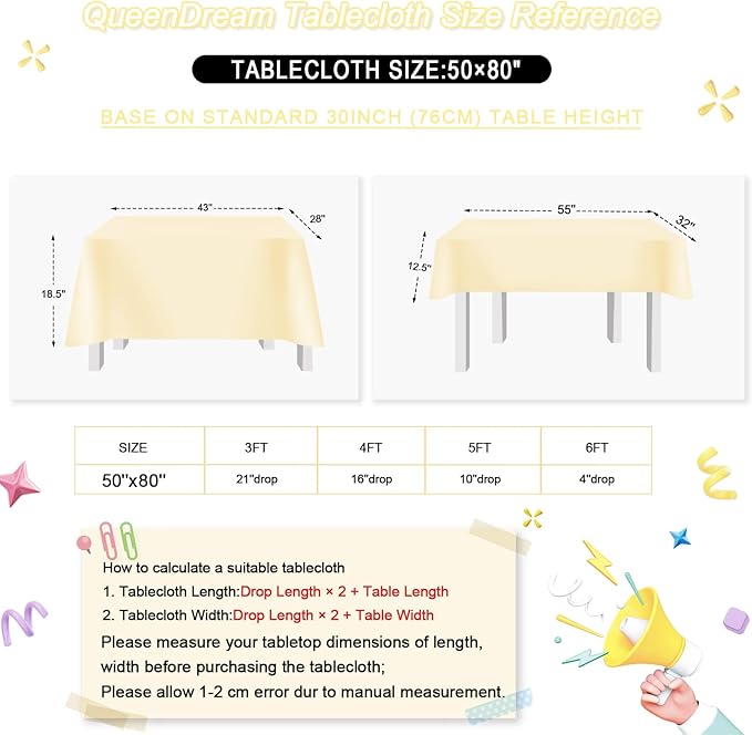 QueenDream Tablecloth Birthday Party Decorations: 50x80 Inch Sequin Tablecloth Light Gold Drapes Glitter Fabric Wedding Baby Shower Events Table Overlay