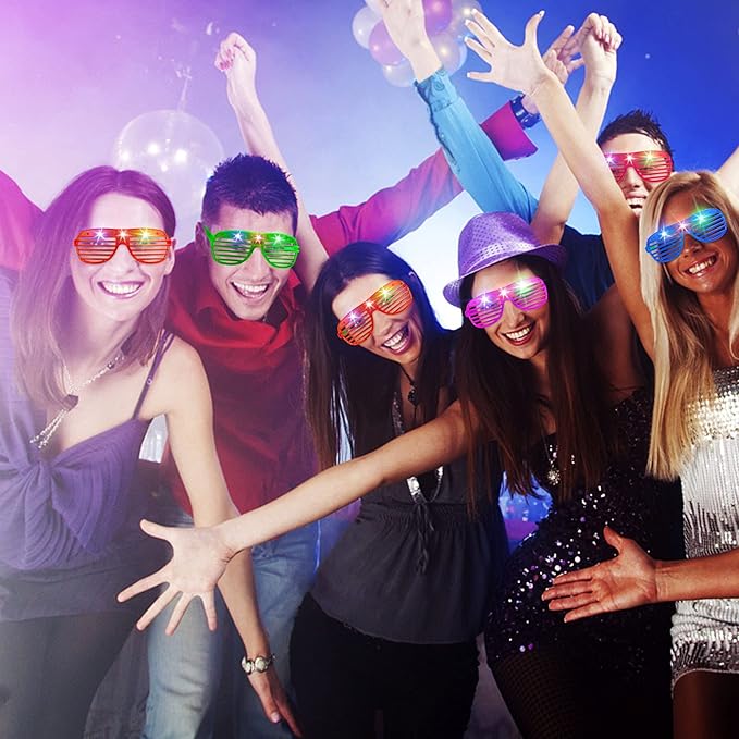 SHQDD 46 Pack Light Up Glasses, Glow in the Dark Party Favors, 5 Neon Color Led Glasses, Shutter Shades Glow Stick Sunglasses, Neon Party Supplies for Kids Adults Birthday Wedding Glow Toys Party