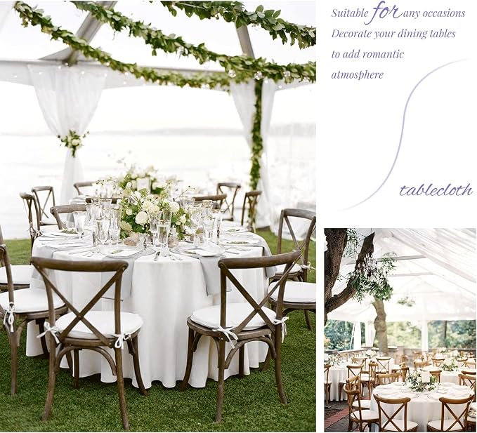 4 Pack White Round Tablecloth 90 Inch Washable Polyester Tablecloths for Round Tables Stain Resistant and Wrinkle Table Cloth Decorative Fabric Table Cover for Dining Wedding Party Banquet Buffet