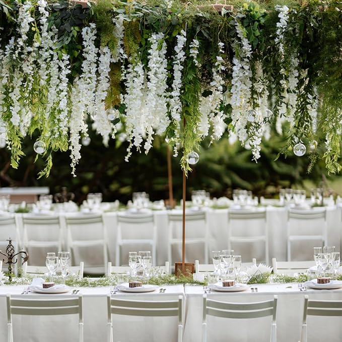 Alotiki Wisteria Hanging Flowers,36 Pack Fake Hanging Flowers,Wisteria Artificiales Garland for Home Wedding Arch Floral Party Garden Ceremony Outdoor Decor,3.6 Feet Long(36,White)