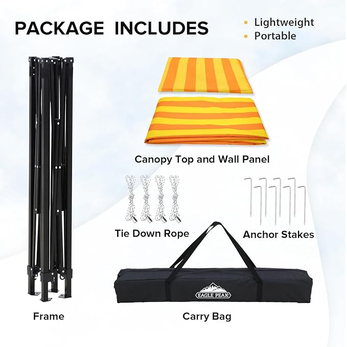 EAGLE PEAK 5x5 Pop Up Changing Tent, Flat Top Changing Room, Yellow/Orange | Portable, Privacy Tent, Pool Cabana, Dressing Room, Shower & Toilet Use, Opaque Fabric, Instant Setup, Photoshoots, Camping