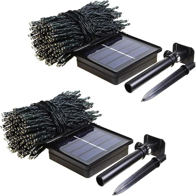 2 Pack 480 LED Solar Chrismas Lights Outdoor, Solar String Lights for Outside with 8 Modes & Memory Function, Waterproof Twinkle Light for St Patrick's Day Xmas Tree Yard Party Decorations (Green)