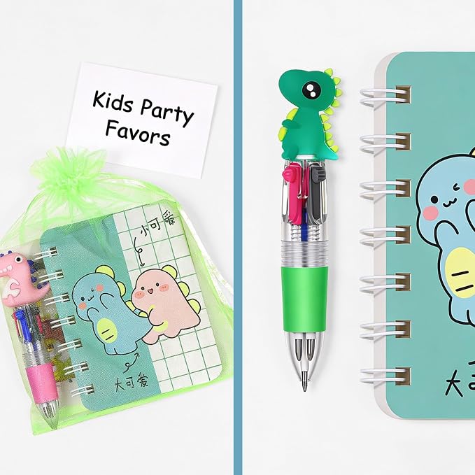 24 Set Back to School Gifts,Dinosaur Party Favors with 4-in-1 Dinosaur Pens, Mini Notebooks, First Day of School Gift for Welcome Back To School Student Gift Bulk Office School Exchange Gifts