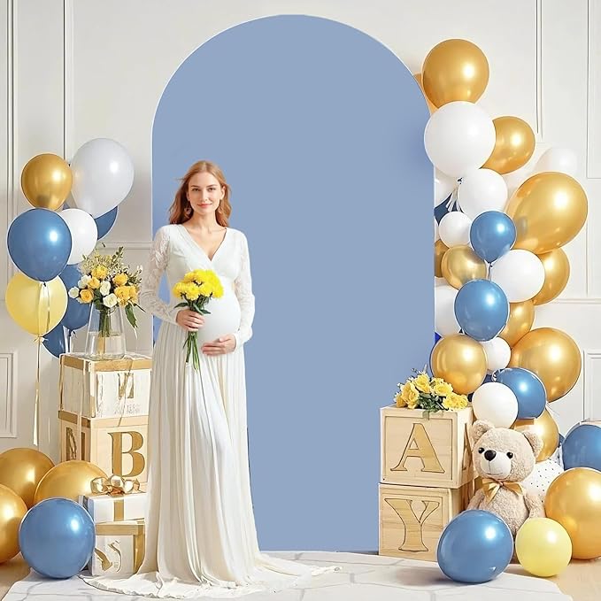 6.6FT Wedding Arch Cover Dusty Blue Spandex Arch Covers Stretchy Backdrop Spandex Fitted Wedding Arch Stand Covers Chiara Arch Cover for Wedding Party Ceremony Decoration