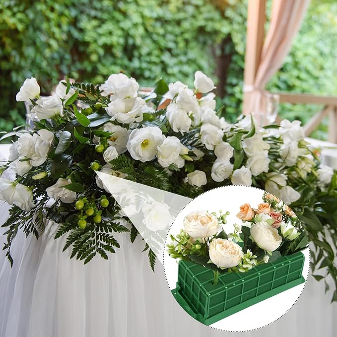 Vevitts 6 Pack Floral Foam Cage Flower Holder with Floral Foam for Fresh Flower Arrangement and Wedding Holiday Decorations, Rectangle 11.8 x 4.3 x 3.1 inches