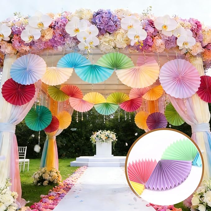 uxcell 3 Pcs Paper Fan Garland, 5.25ft Paper Garland Hanging Decorations Set Party Hanging Fans for Birthday Parties Holiday Ornaments Family Gatherings Weddings, Red, White, Green