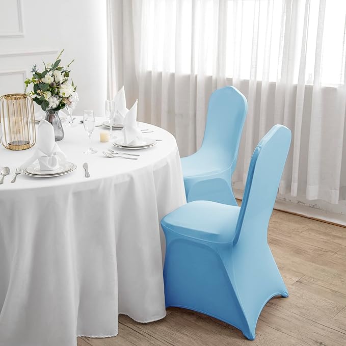 Spandex Chair Covers, 12PCS, Washable Protector for Living Room, Party, Banquet, Wedding, Hotel (Blue Mist)