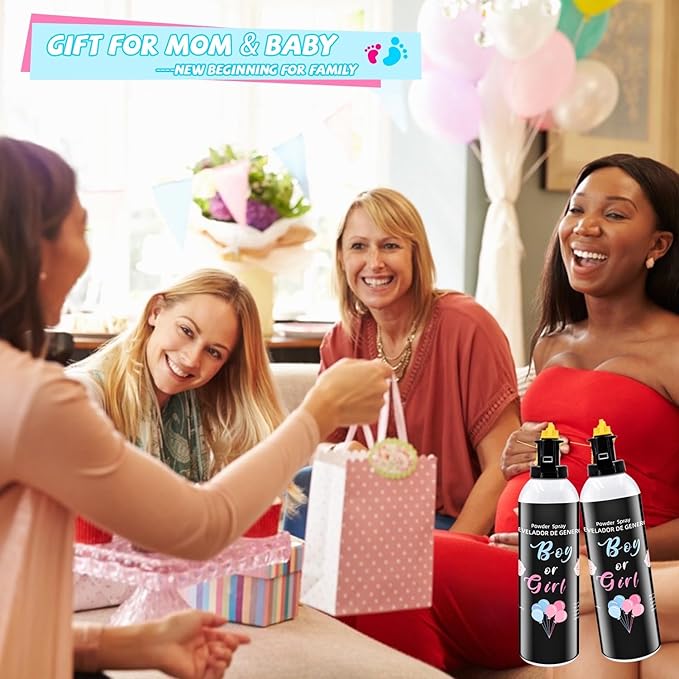 Gender Reveal Fire Extinguisher 2 Pack - Blue or Pink Smoke for Boy or Girl Baby Shower - Biodegradable Decorations and Ideas