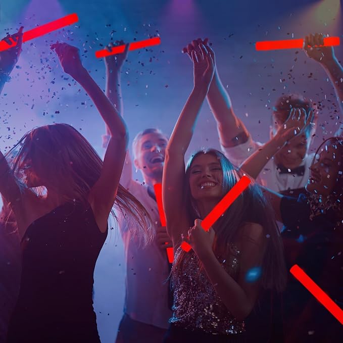 48Pack LED Glow Foam Sticks Bulk,Light Up Glow Sticks with 3 Flashing Modes,Red Glow Wands Party Pack,Glow In The Dark Party Supplies for Valentines Day,July 4th, Wedding,Birthday,Concert