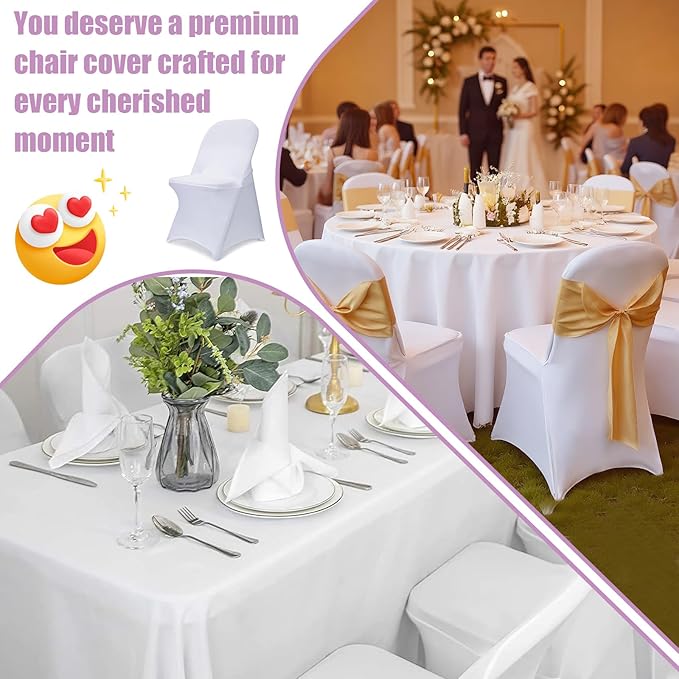 Stretch Spandex Folding Chair Covers 30 PCS, Machine Washable Durable White Chair Covers for Party, Wedding Event Dining Banquet Anti-Pilling Decorative Folding Chair Cover with Rip Resistance