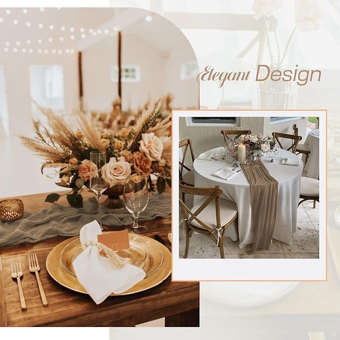 6 Pack Light Brown Cheesecloth Gauze Table Decor 10FT Semi-Sheer tbl Boho Rustic Wedding Decor Arch Draping Bridal Shower Holiday Party