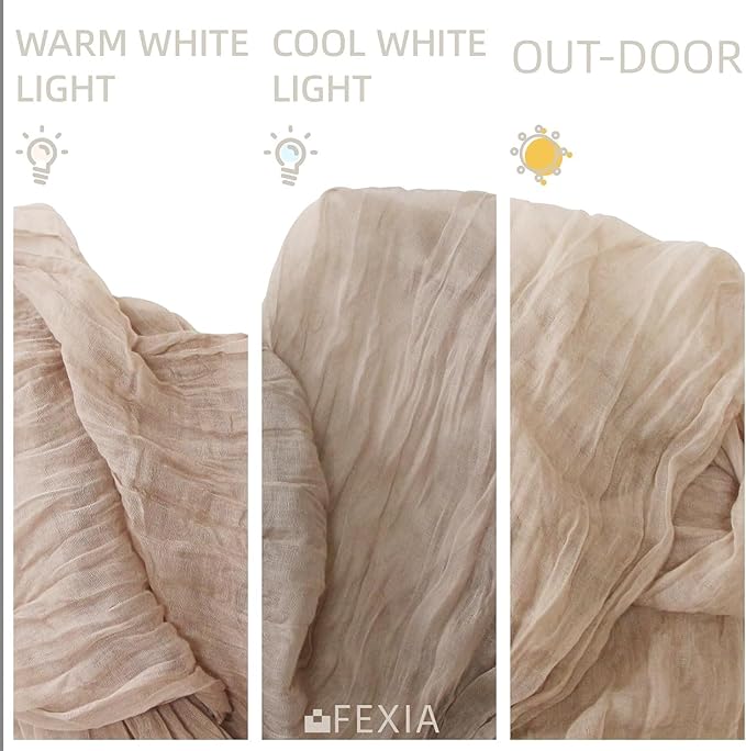 FEXIA 10 Pack Nude Table Runner 35x120 Inches Gauze Table Runner for Bridal Shower Wedding Party First Communion Centerpiece Engagement Boho Table Decoration (Nude)