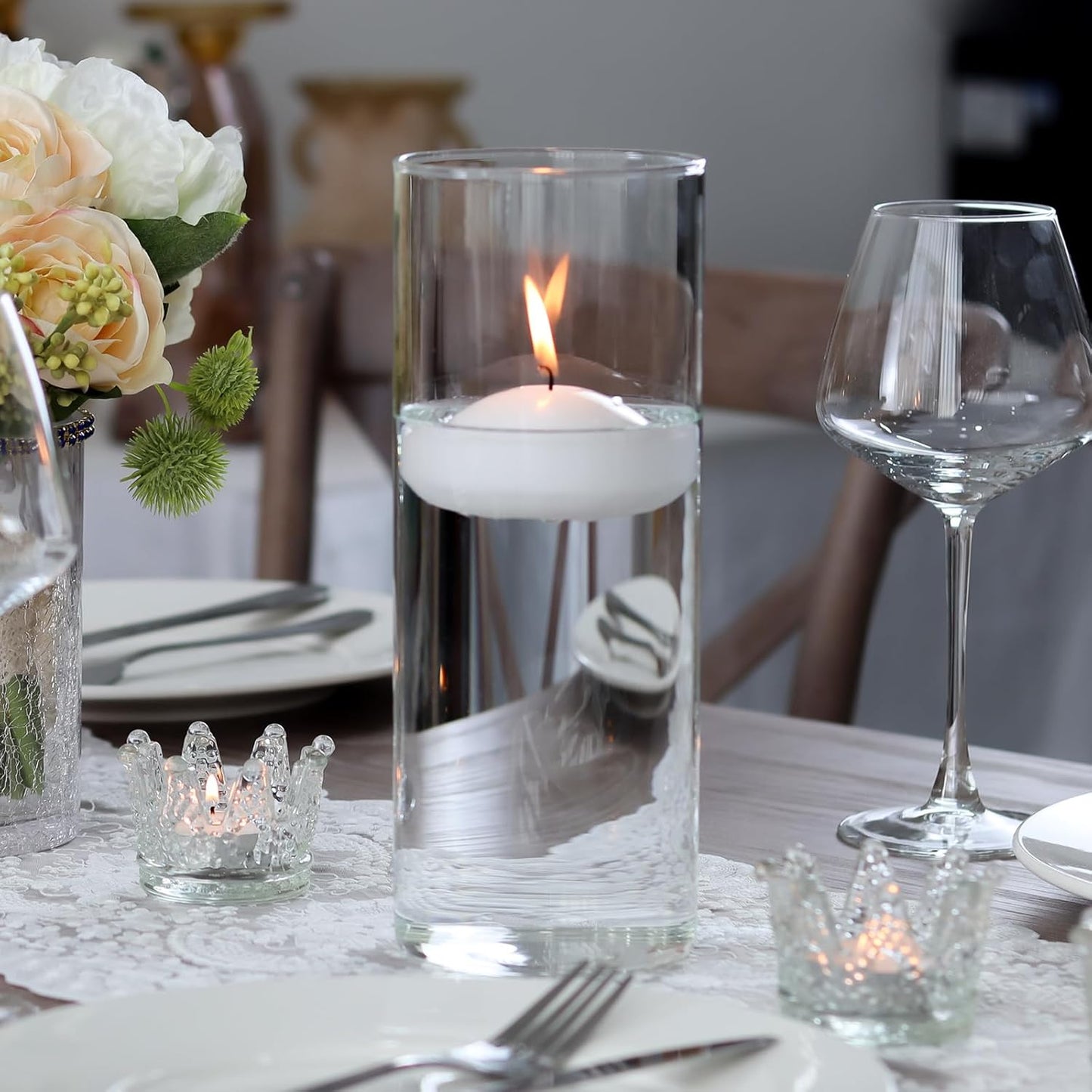 Cylinder Flower Vases 12PCS 10" 7.8" 6" Hurricane Candle Holders Pillar Votives Floating Candles Holder, Clear Glass Vase for Spring Easter Wedding Party Decorations