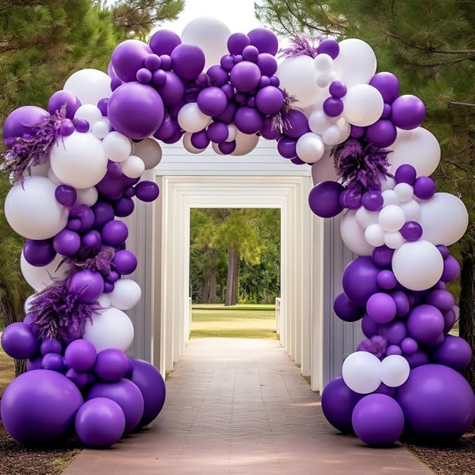 White Balloon Arch Garland Kit Double Stuffed White Balloons Different Sizes Latex for Birthday Baby Shower Wedding Bridal Shower Valentine's Day Engagement Anniversary Party Decorations
