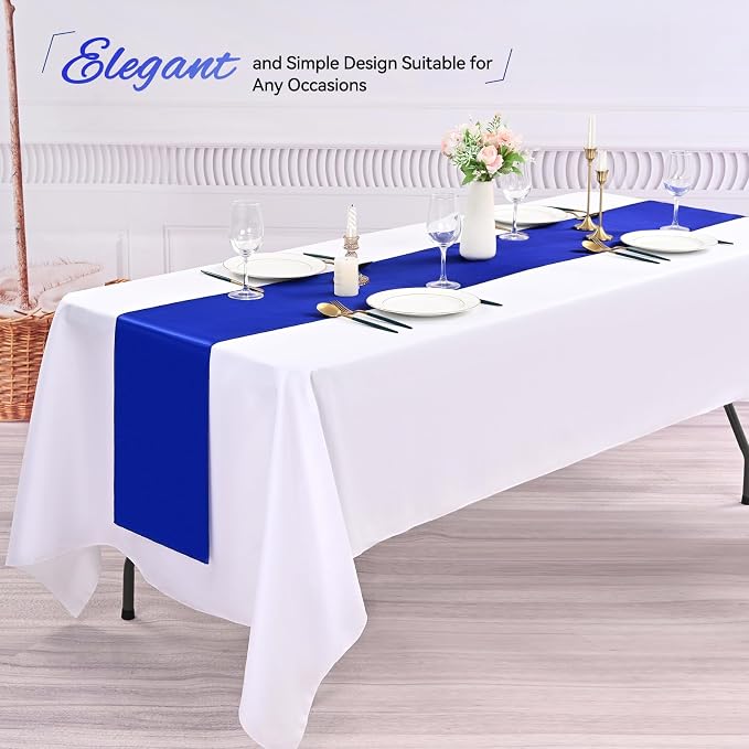 24 Pack Royal Blue Satin Table Runners, 12 x 108 Inch Table Runners for Rectangle Round Tables,Smooth Satin Table Runner for Wedding,Birthday Party Banquets Graduation Engagements Decoration