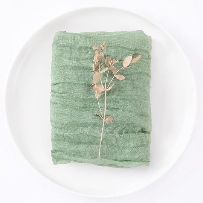 DeZerlor 100 Pack Sage Green Cheesecloth Napkins Spring Cloth Napkins Set of 100 Sage Dinner Napkins Bulk 21x21 Inches for Wedding Bridal Shower Baby Shower Parties