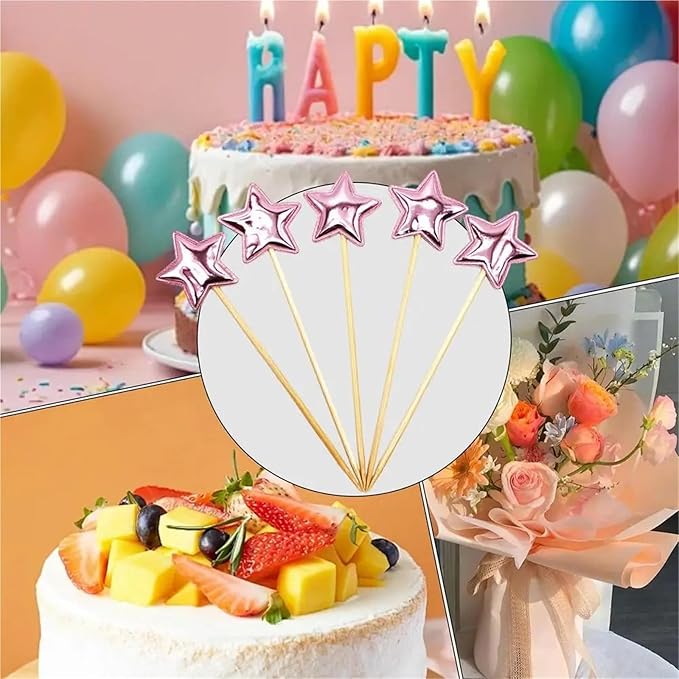 Durable 200pcs Solid Star Birthday Cake Topper Birthday Cake Toppers For Boys Food-grade Food Cake Decor Stake Safe Glitter Cake Decoration(Blue)
