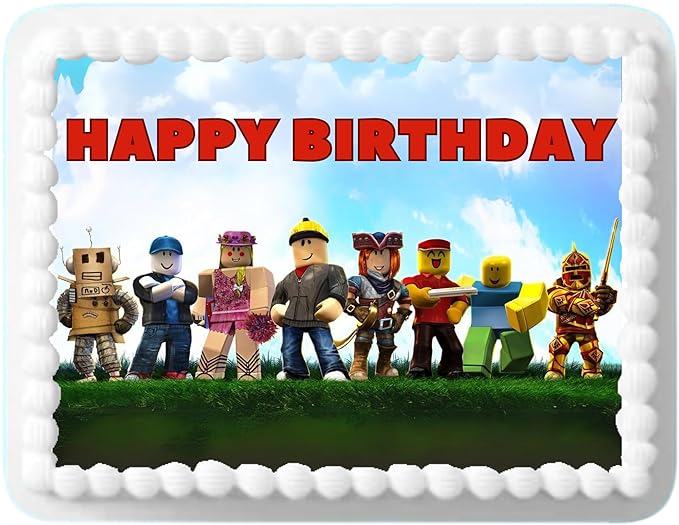 Cake Topper Edible Roblo 8.5x11 inch Gamers Happy Birthday Cake