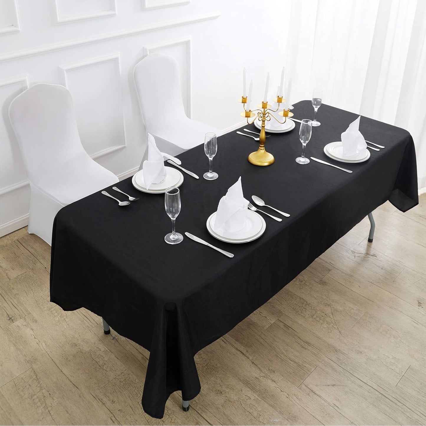 Rectangle Tablecloth 60x120 inch Washable Polyester Fabric Table Cloth for Wedding Party Dining Banquet Decoration(60x120, Black)