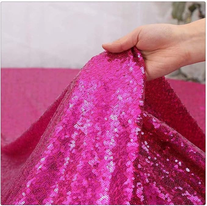 Fuchsia Glitter Sequin Backdrop Curtains 6 Pieces 2ftx8ft Dessert Backdrop Wedding Party Decor Glitter Photography Background Christmas Party Decoration